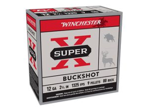 Winchester Ammunition, Super-X, 12 Gauge 2.75", 00 Buck, Buckshot, 9 Pellets, 25 Round Box