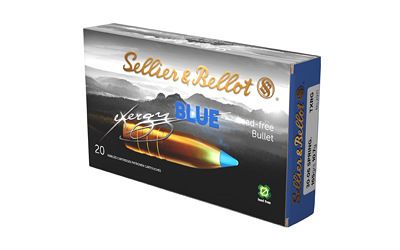 S&B Exergy Blue Bullet, Rifle Ammunition, 30-06 Springfield, 165 Grains, Lead Free Tipped Boat Tail, 20 Rounds per Box